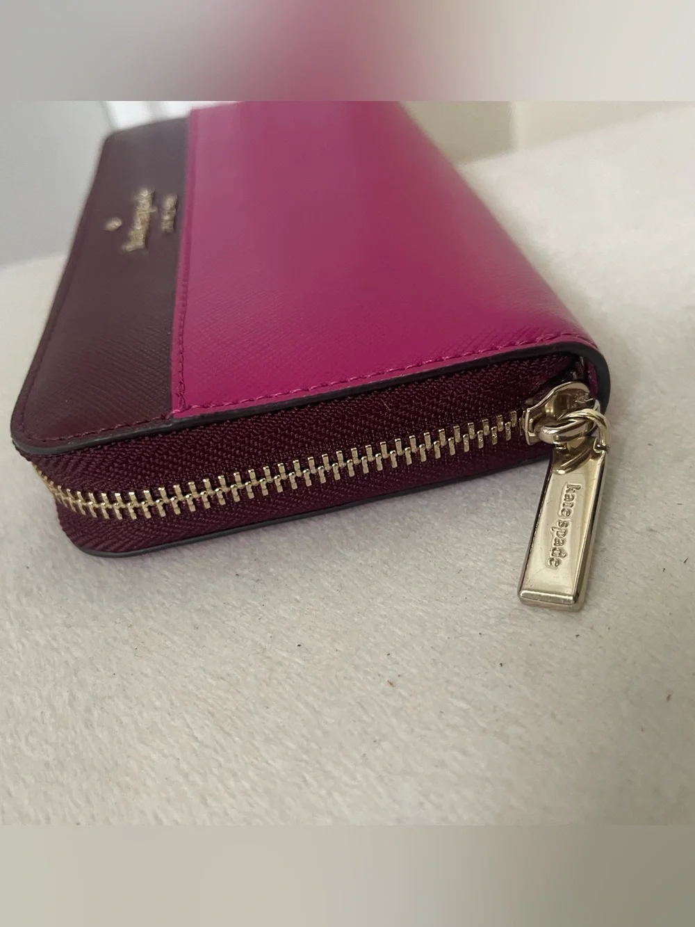 kate spade Two-Tone Fuchsia and Plum Zip Wallet